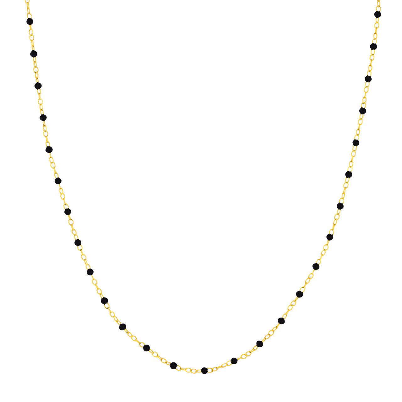 14kt Gold Black Enamel Bead Piatto Chain