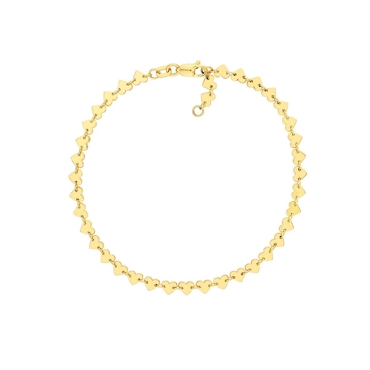 14kt Gold Side by Side Heart Station Bracelet