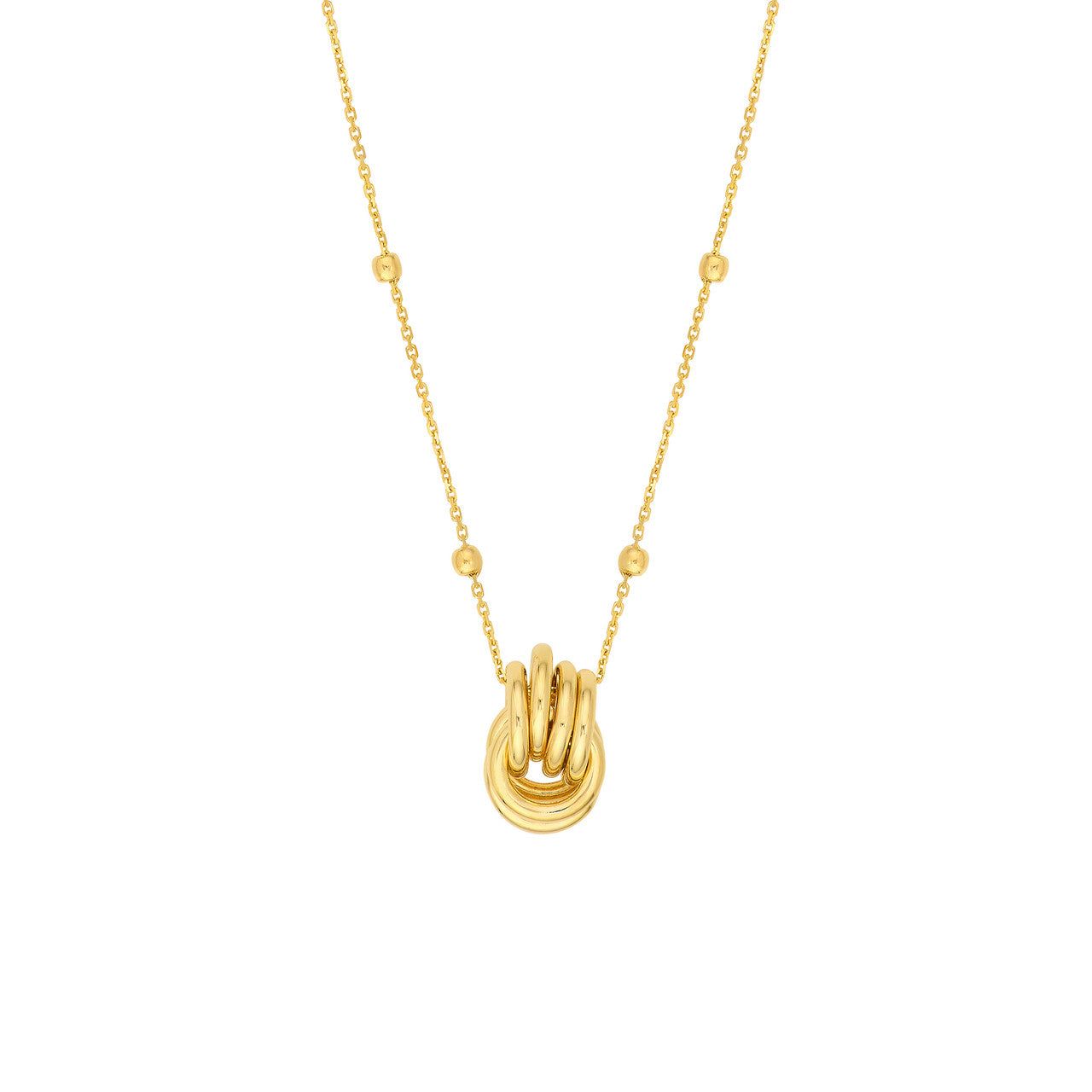 14kt Gold Love Knot Pendant Station Necklace