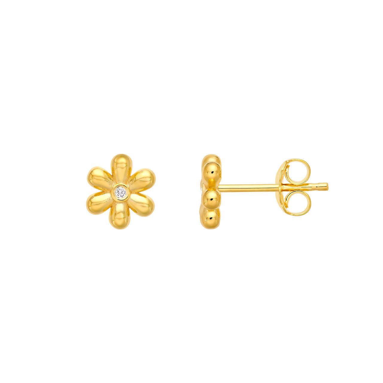 14kt Gold 0.02 CTW Children's Diamond Flower Stud Earrings