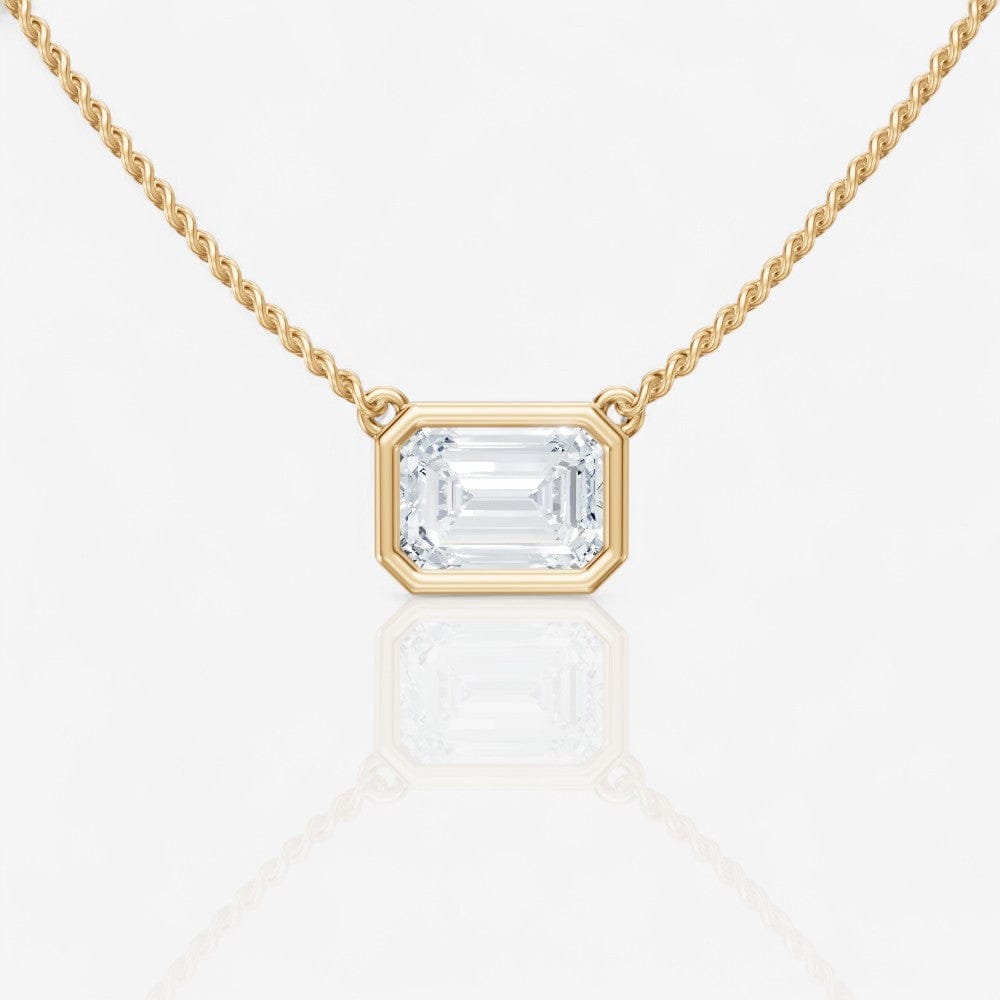 Design Your Own Bezel-Set Stationary Emerald Cut Solitaire Pendant Setting