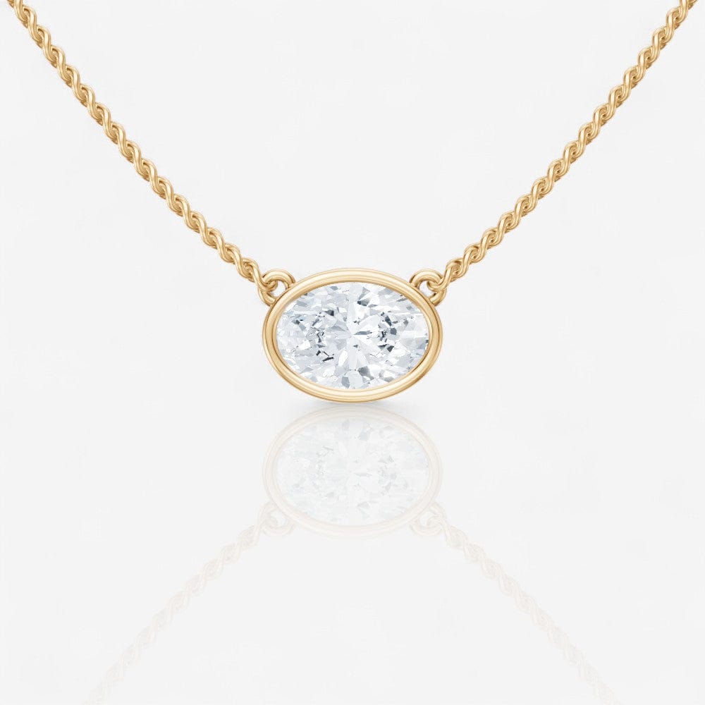 Design Your Own Bezel-Set Stationary Oval Cut Solitaire Pendant Setting