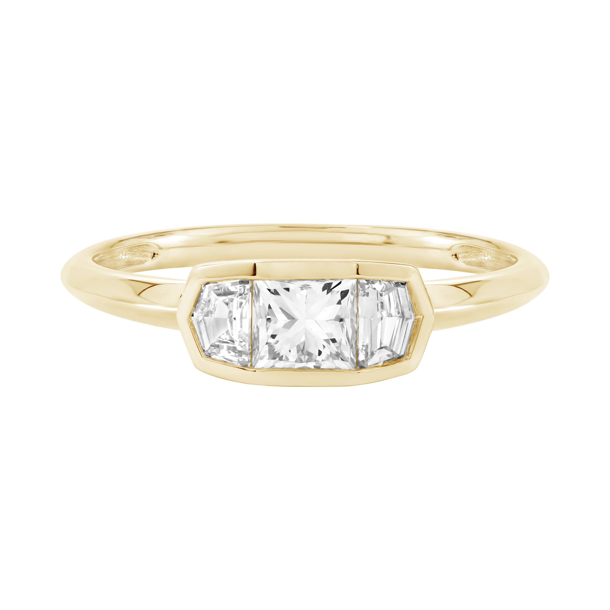 0.75 CTW 14kt Gold Bezel Set Three-Stone Lab-Grown Diamond Fashion Ring