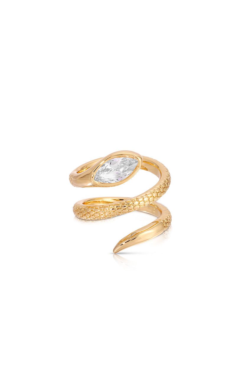 Ettika 18kt Gold Plated Marquise Coiled Ring