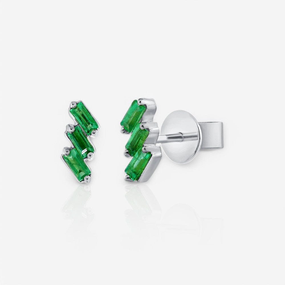 Emerald Baguette Stud Earrings