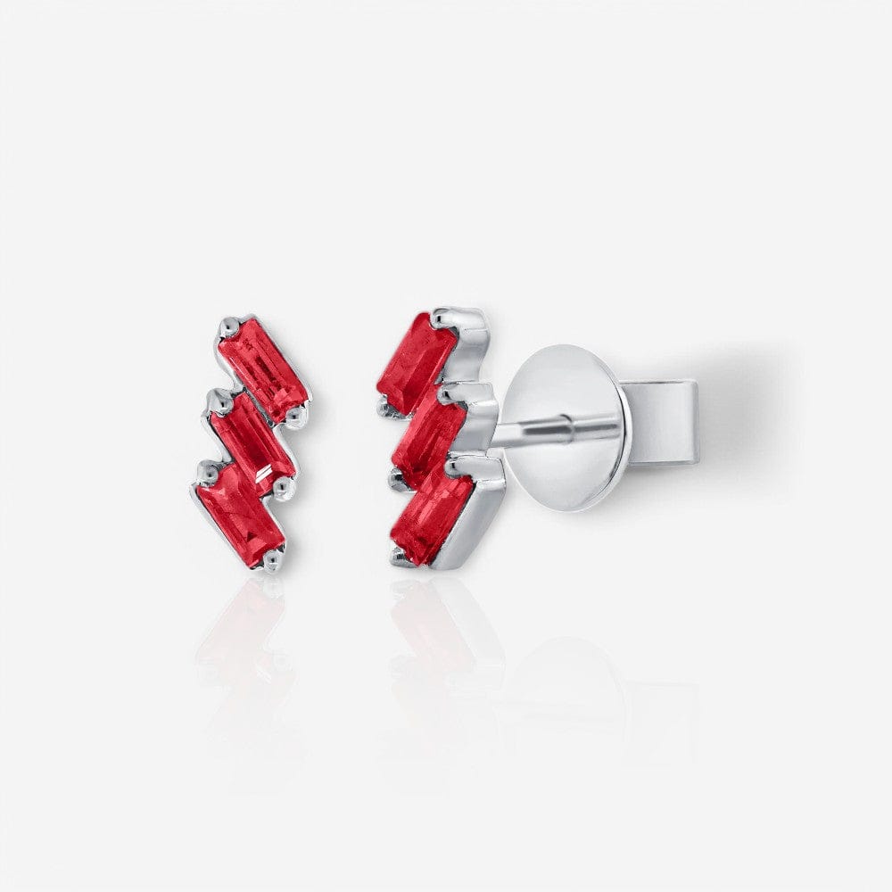 Ruby Baguette Stud Earrings
