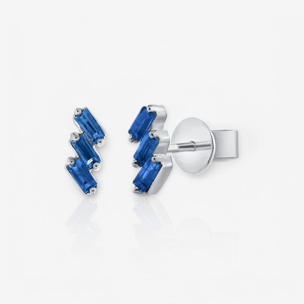 Blue Sapphire Baguette Stud Earrings