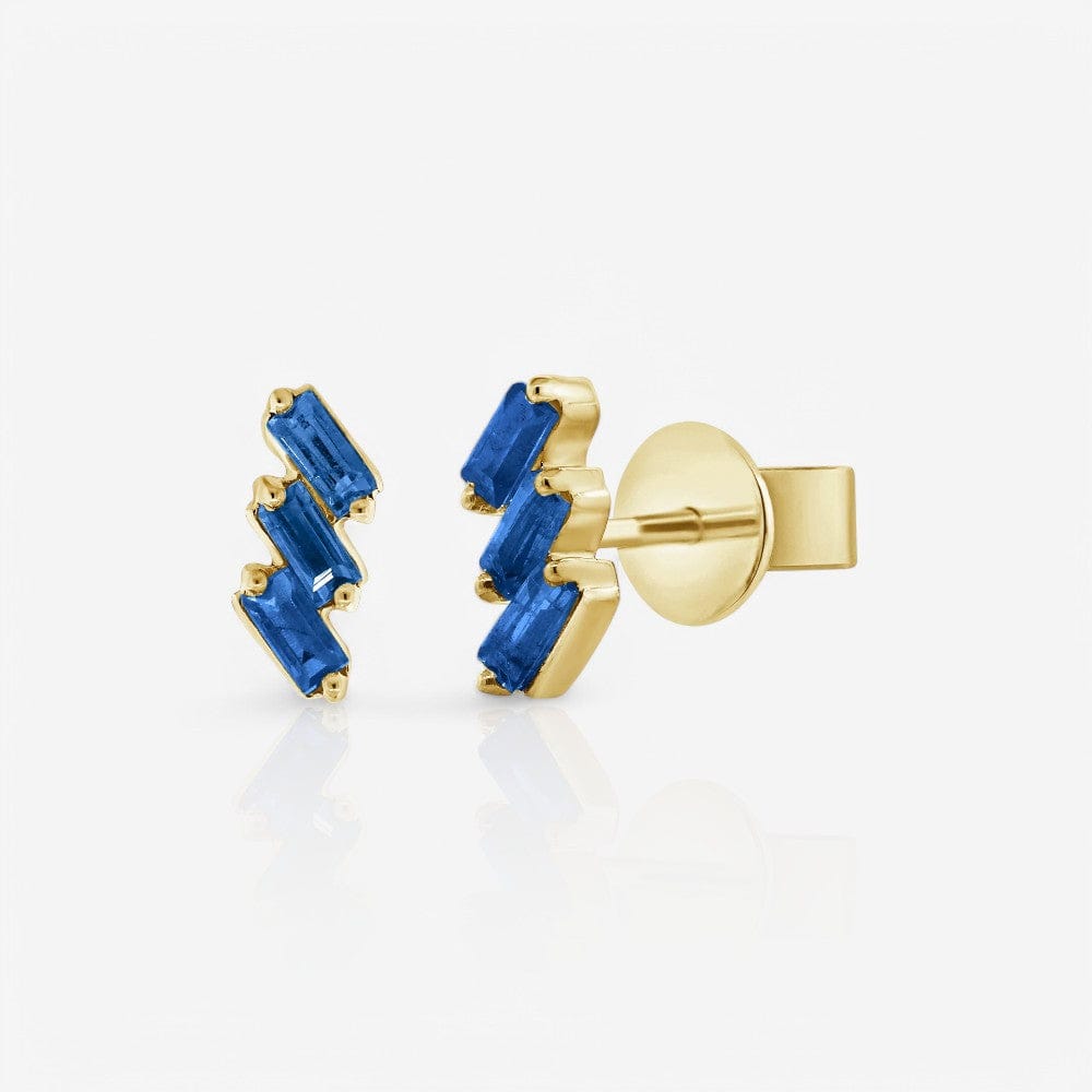 Blue Sapphire Baguette Stud Earrings