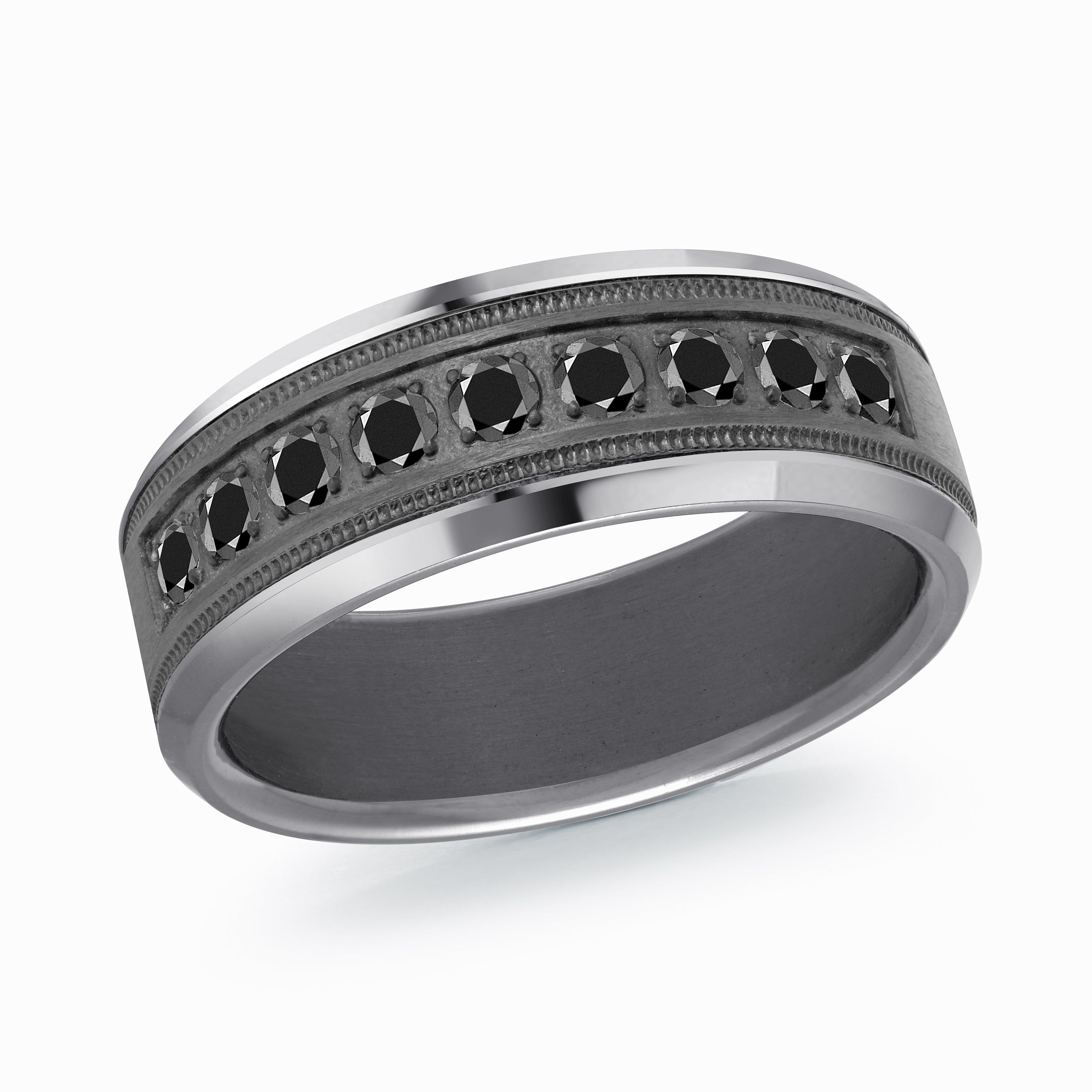 Men's 8mm 0.45 CTW Tantalum & Black Diamond Wedding Ring