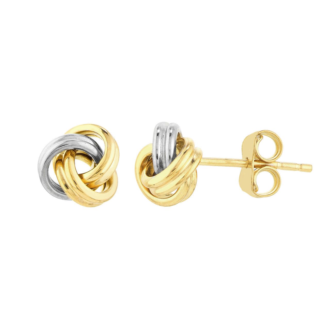 14kt Gold Two-tone Mini Love Knot Stud Earrings