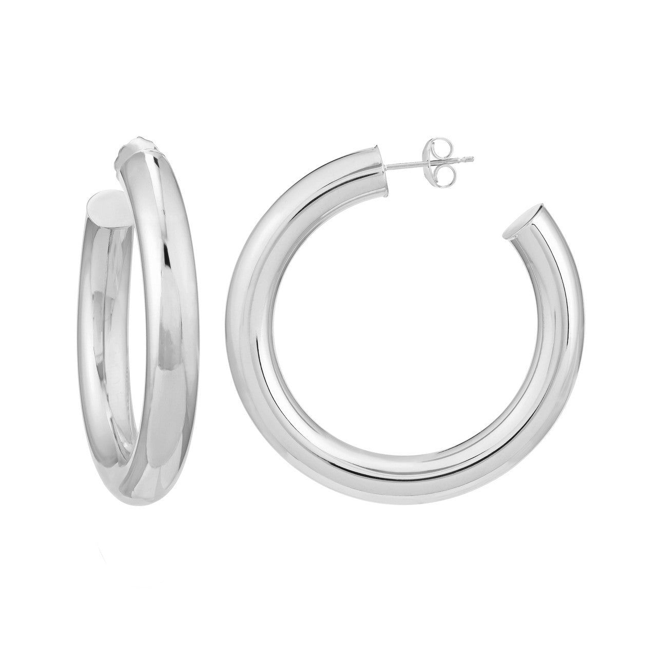 14kt Gold 6mm x 40mm Tube Hoop Earrings