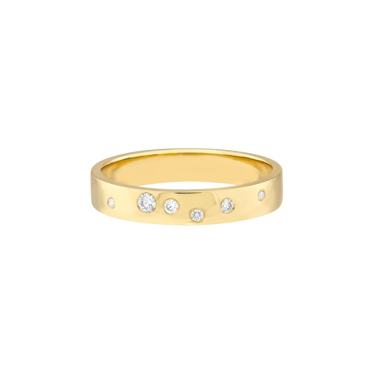 14kt Gold 0.07 CTW Scattered Diamond Polished Band - Size 6