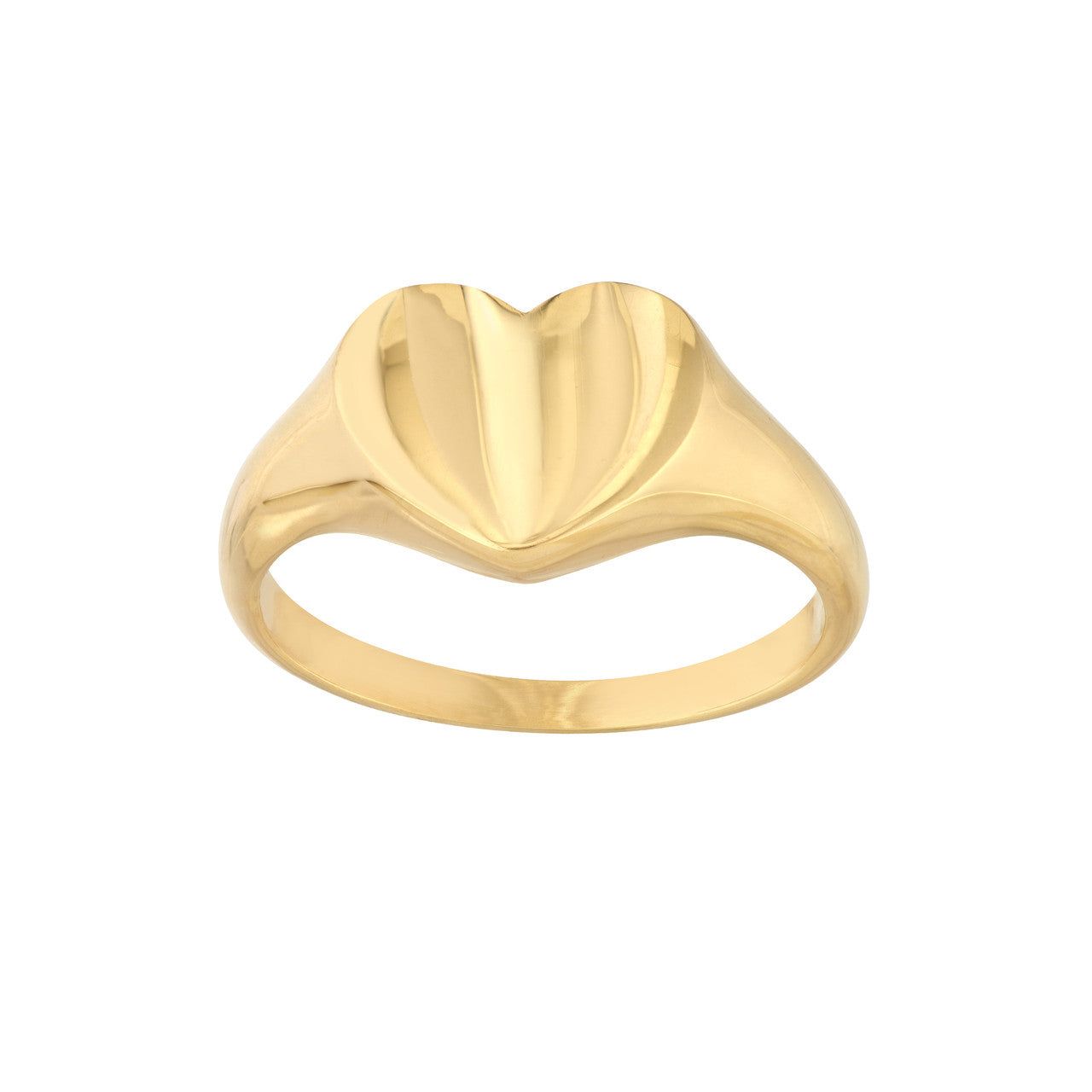 14kt Gold Signet Mini Heart Ring - Size 6