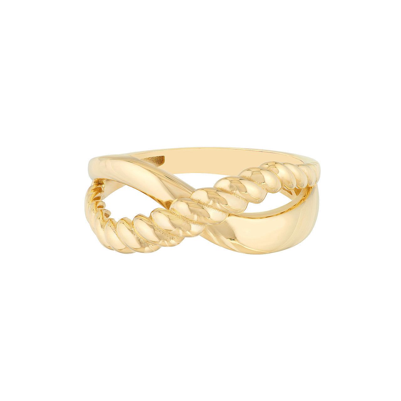 14kt Gold Ribbed Crossover Ring - Size 6