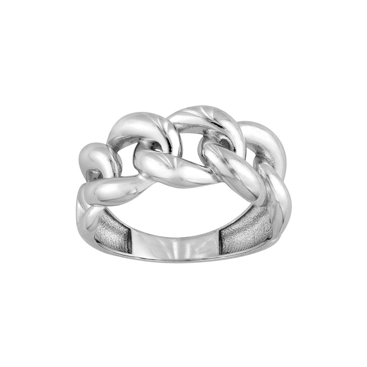 Sterling Silver Curb Chain Ring - Size 8