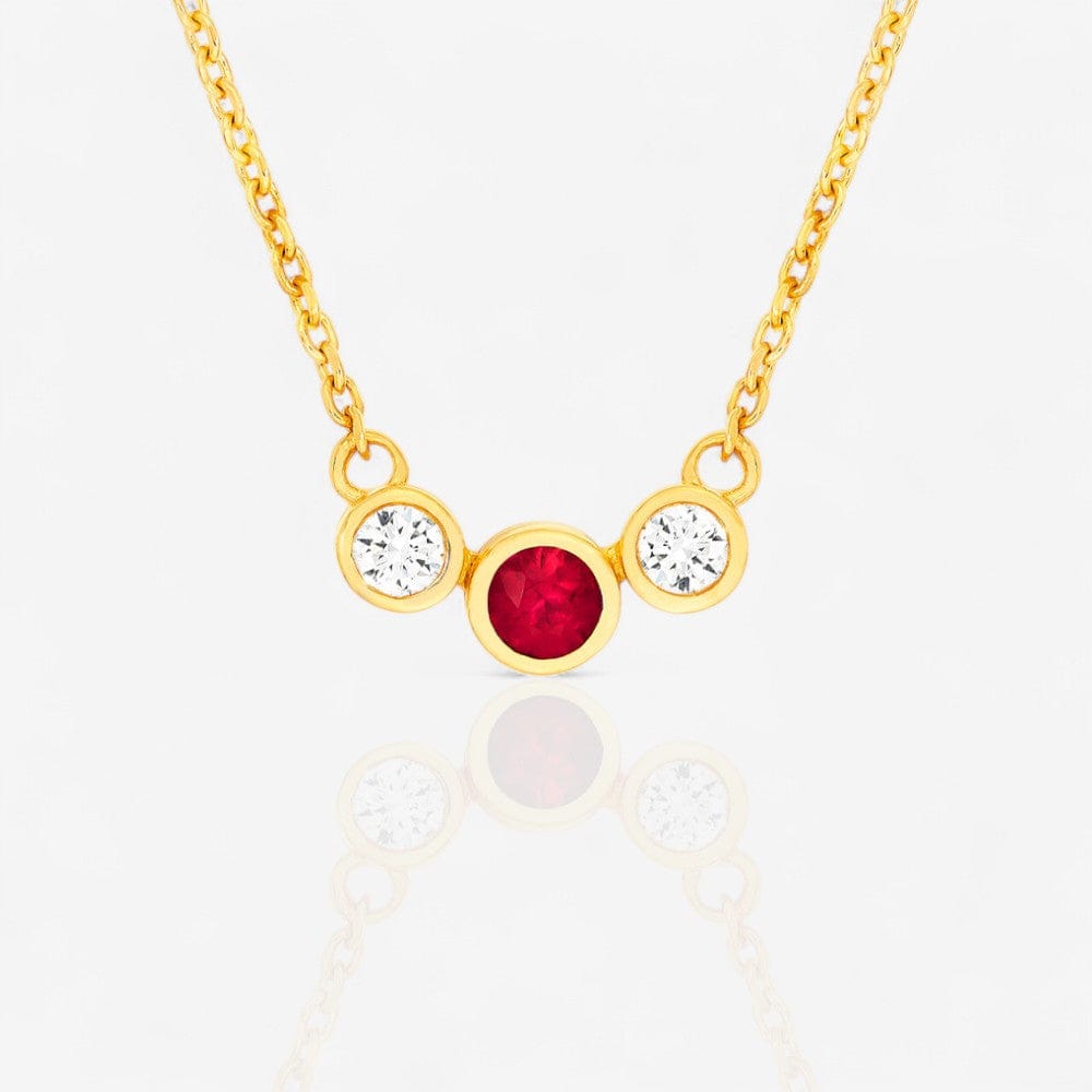 Ruby & Diamond Bezel Graduated Necklace
