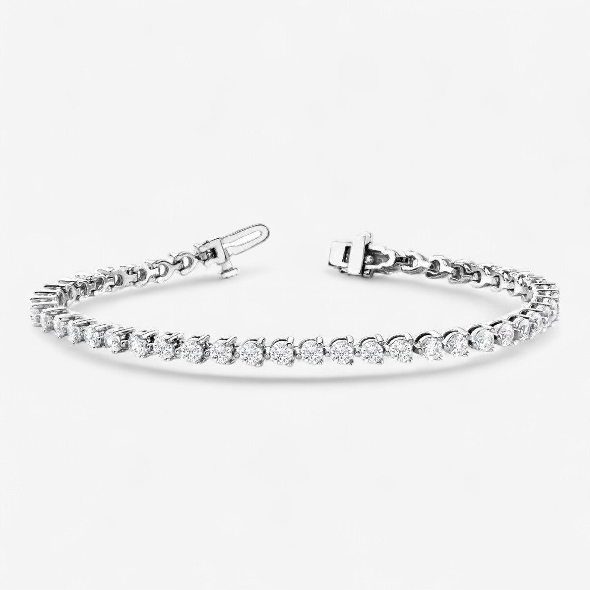 Three-Prong Round Lab-Grown Diamond Tennis Bracelet