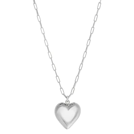 Sterling Silver Puffed Heart Pendant Necklace