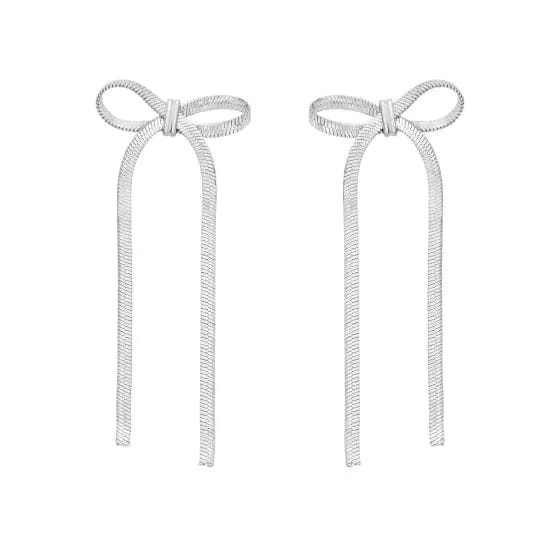 Sterling Silver Herringbone Bow Earrings