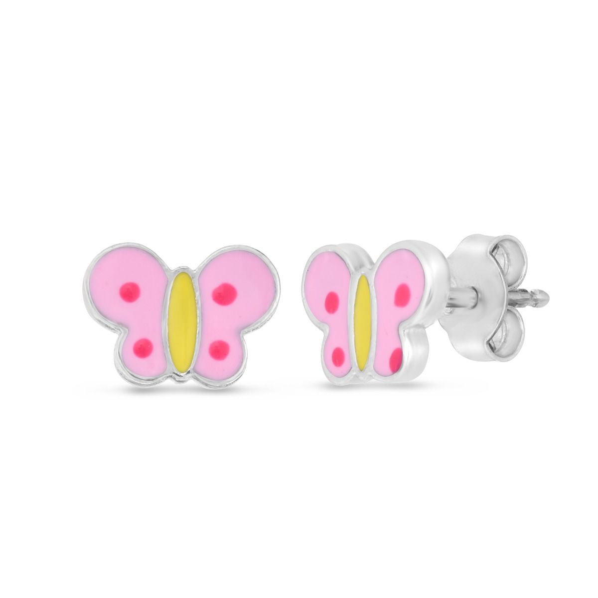 Sterling Silver Children's Butterfly Enamel Studs