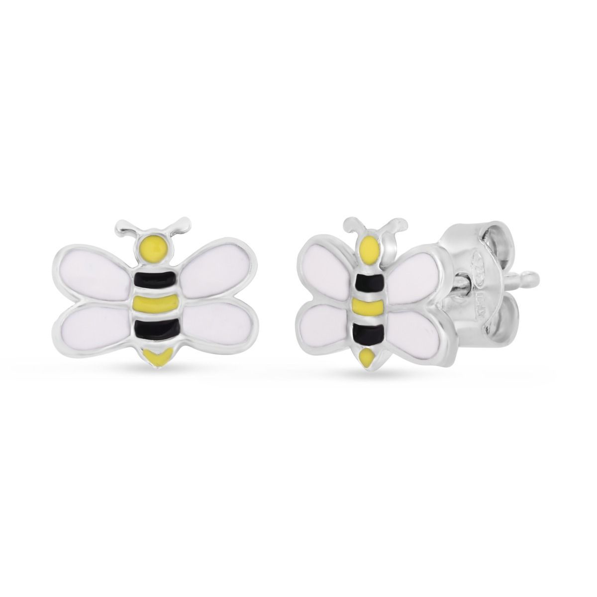 Sterling Silver Children's Enamel Bumble Bee Studs