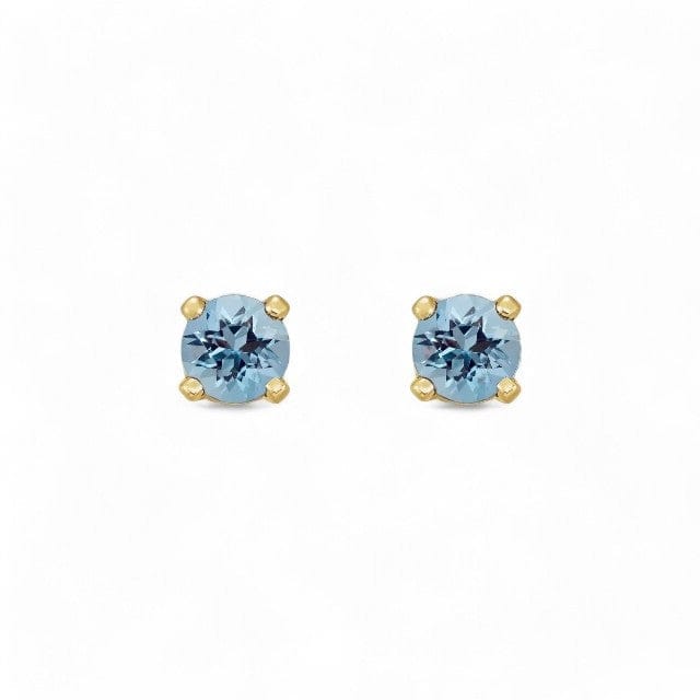 14kt Gold Children's Birthstone Stud Earrings - Aquamarine