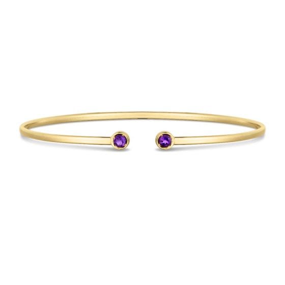 14kt Gold Amethyst Open Cuff Bangle