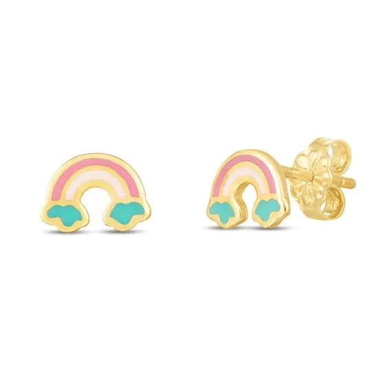 14kt Gold Children's Rainbow Enamel Earrings