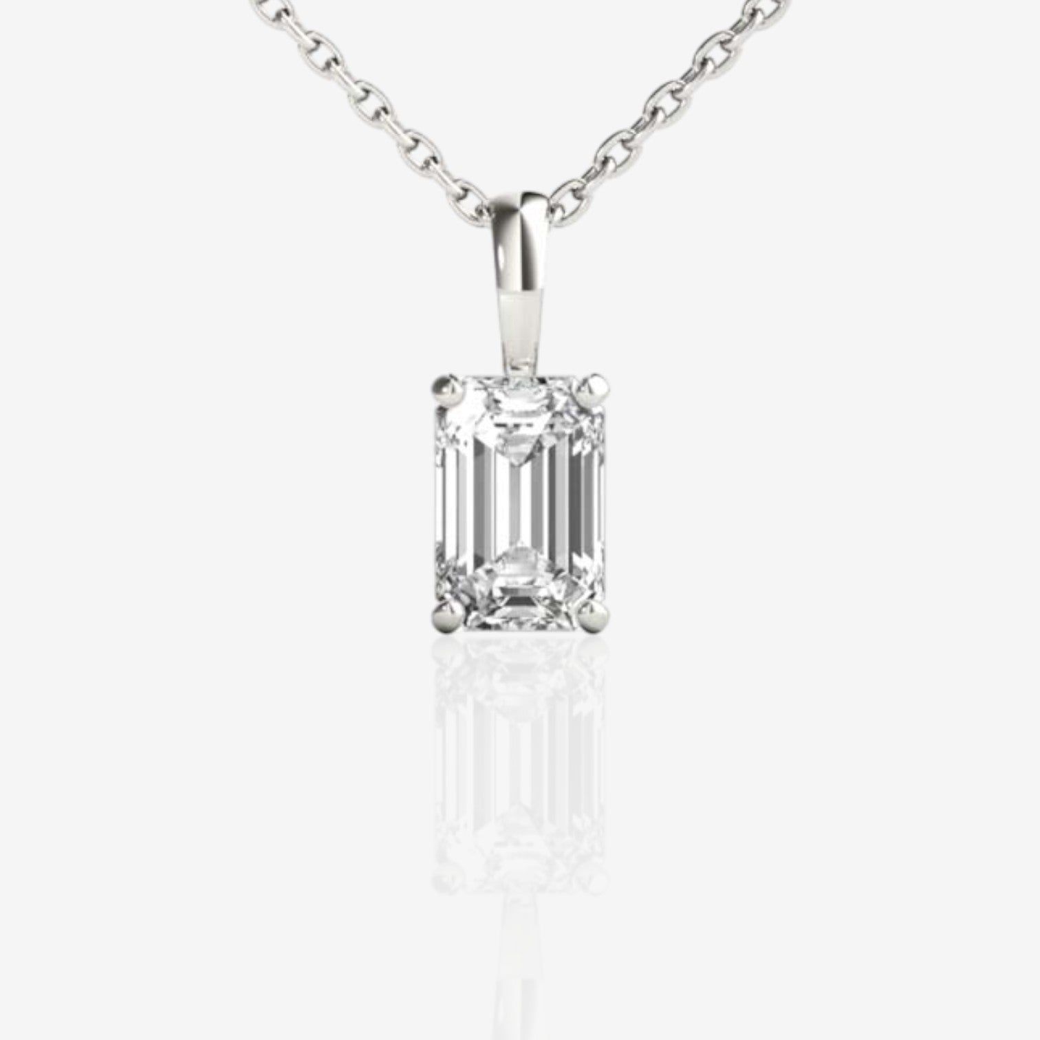 Emerald Cut Lab-Grown Diamond Solitaire Pendant