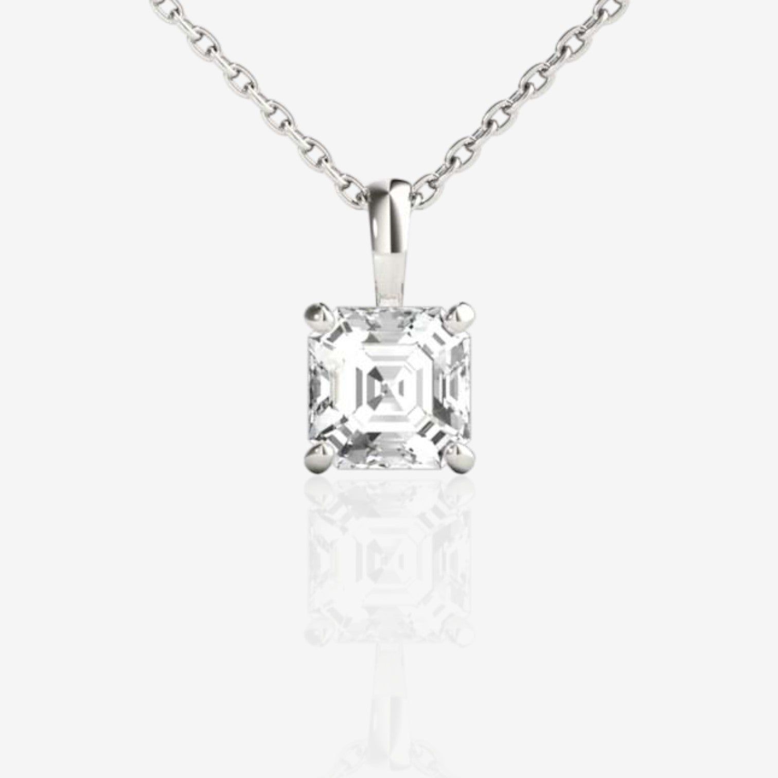 Asscher Cut Lab-Grown Diamond Solitaire Pendant