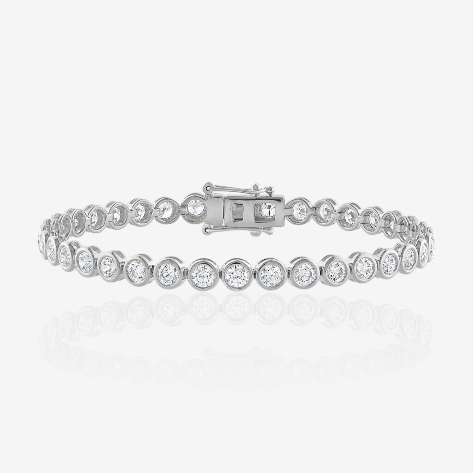 Lab-Grown Round Bezel-Set Diamond Tennis Bracelet