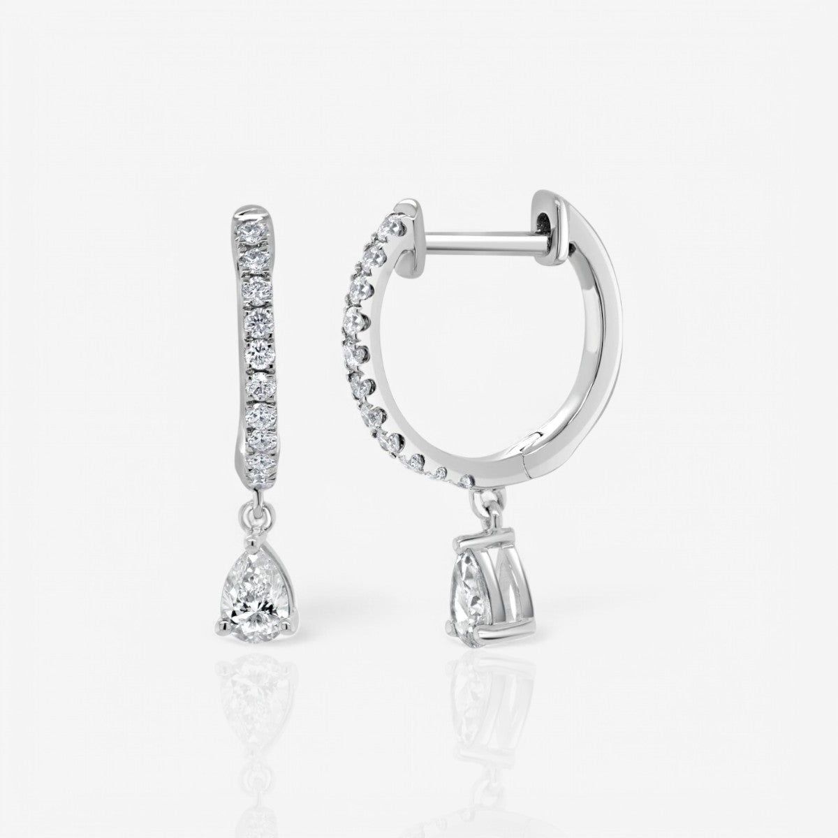 Diamond Pear-Shape Drop Huggie Earrings