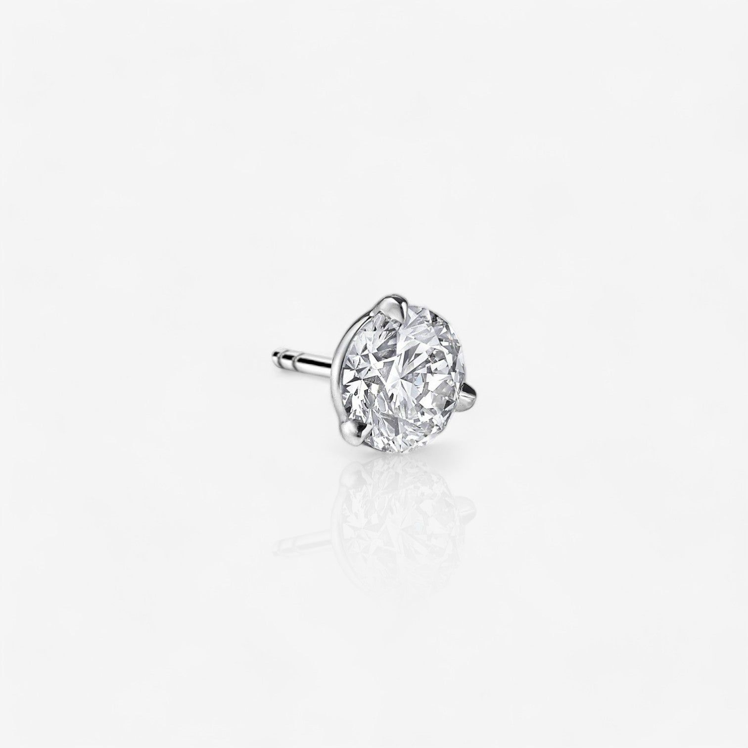 Single Lab Grown Three-Prong Martini Diamond Stud Earring