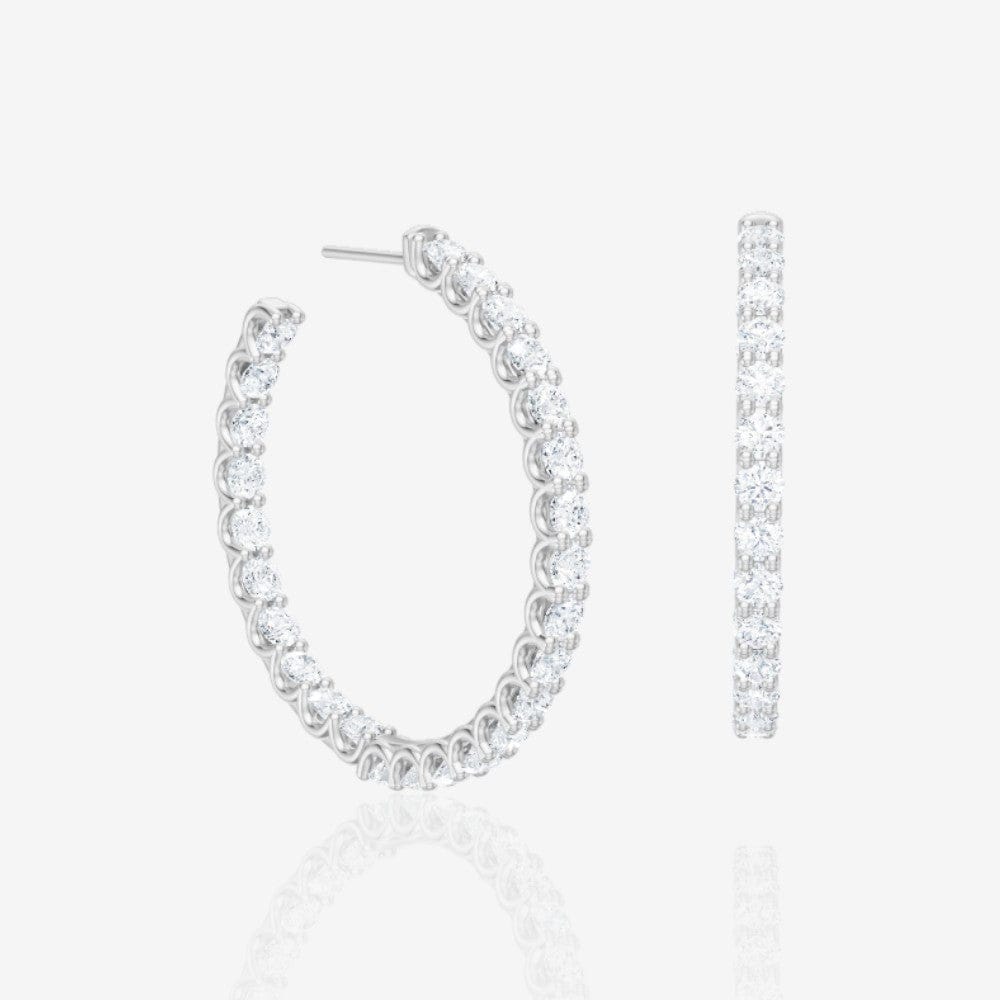 Inside-Out Natural Diamond Hoop Earrings - 1 Inch