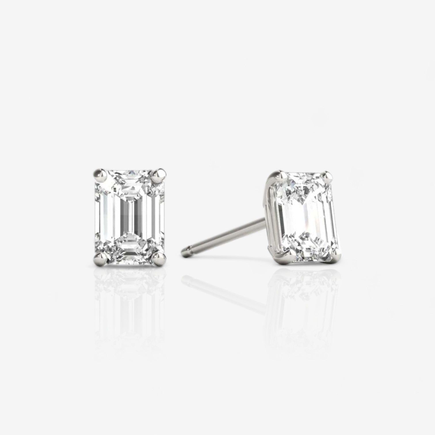 Custom Emerald-Cut Diamond Stud Earrings