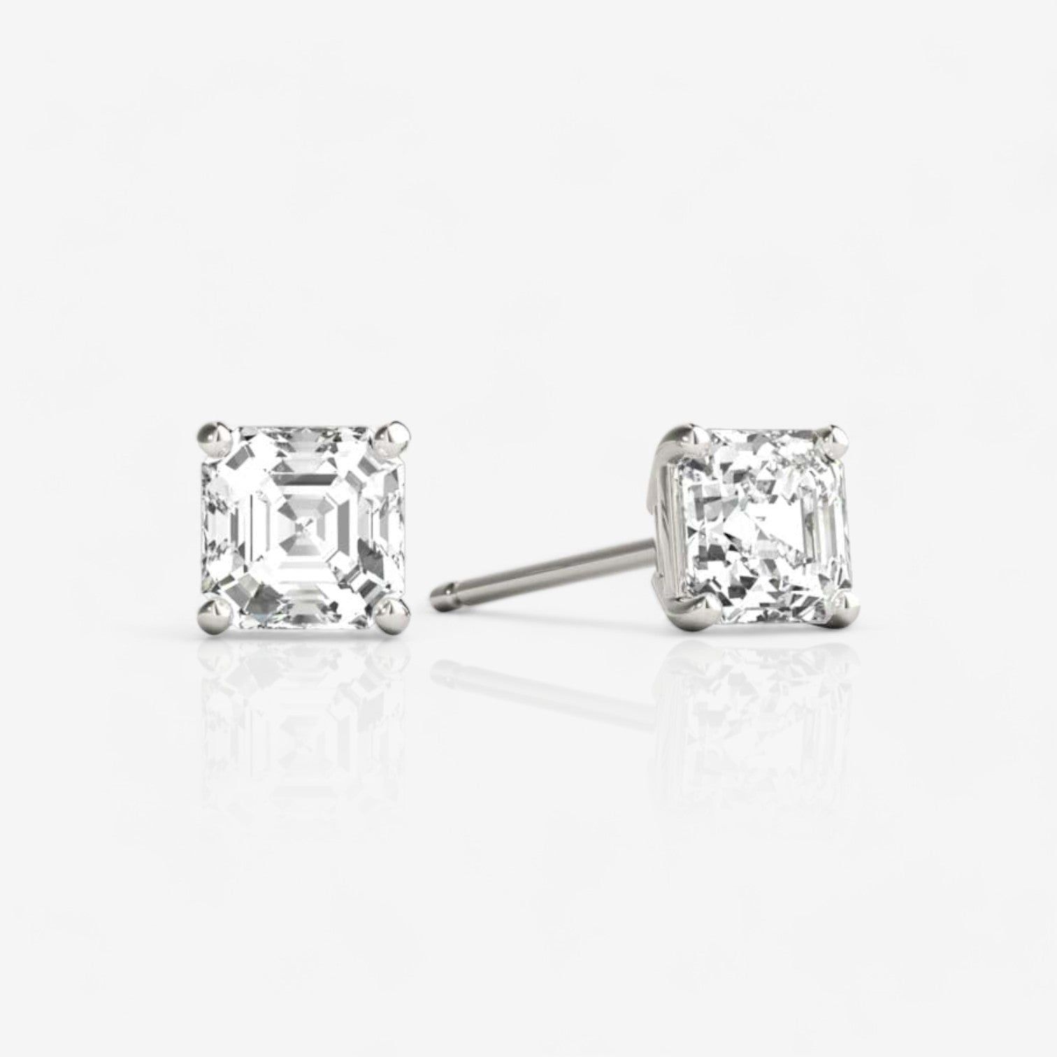 Custom Asscher-Cut Diamond Stud Earrings