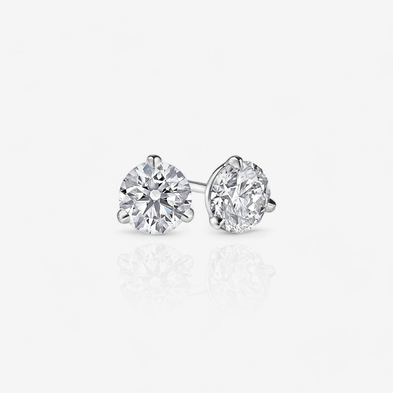 Lab-Grown Three-Prong Round Martini Diamond Stud Earrings