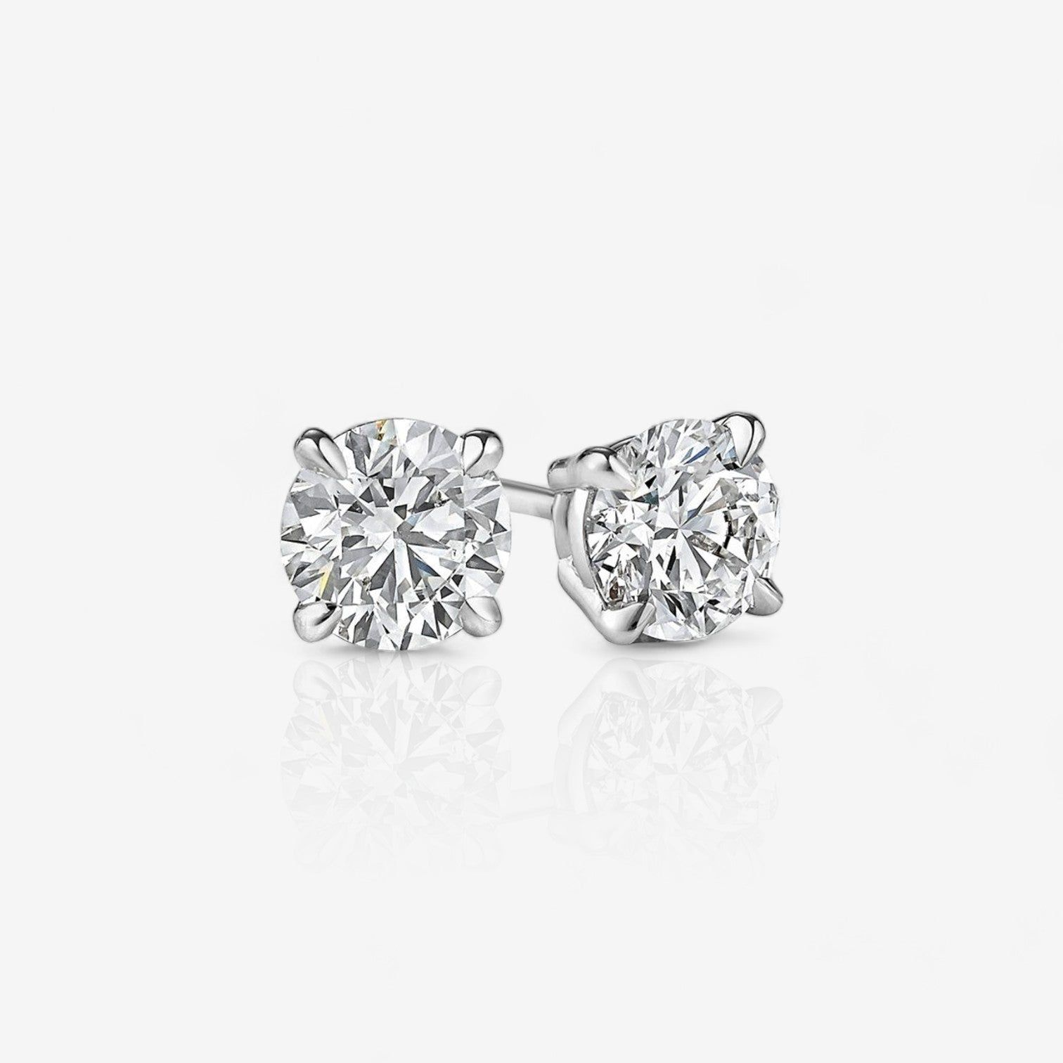 Custom Four-Prong Round Diamond Stud Earrings