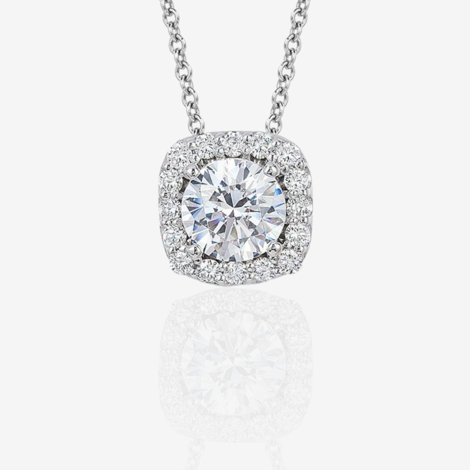 Cushion Halo Lab-Grown Diamond Pendant Necklace