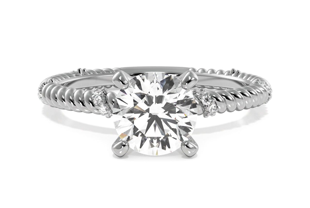 The Hailey Pear Shaped Platinum Twisted Rope Diamond Engagement Ring