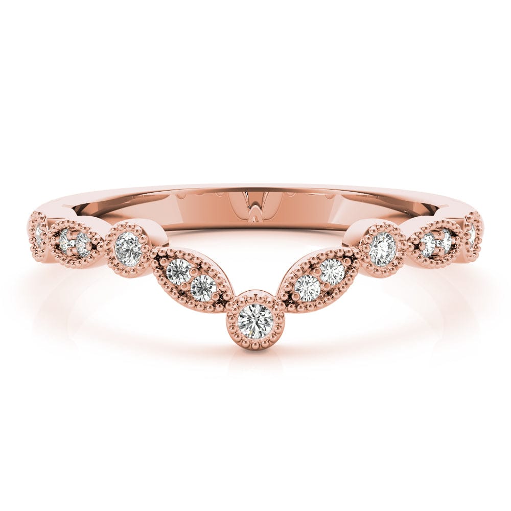 Women's 0.13 CTW Vintage Curved Lab-grown Diamond Wedding Ring with Milgrain