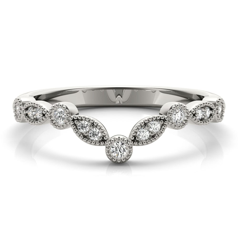 Women's 0.13 CTW Vintage Curved Lab-grown Diamond Wedding Ring with Milgrain