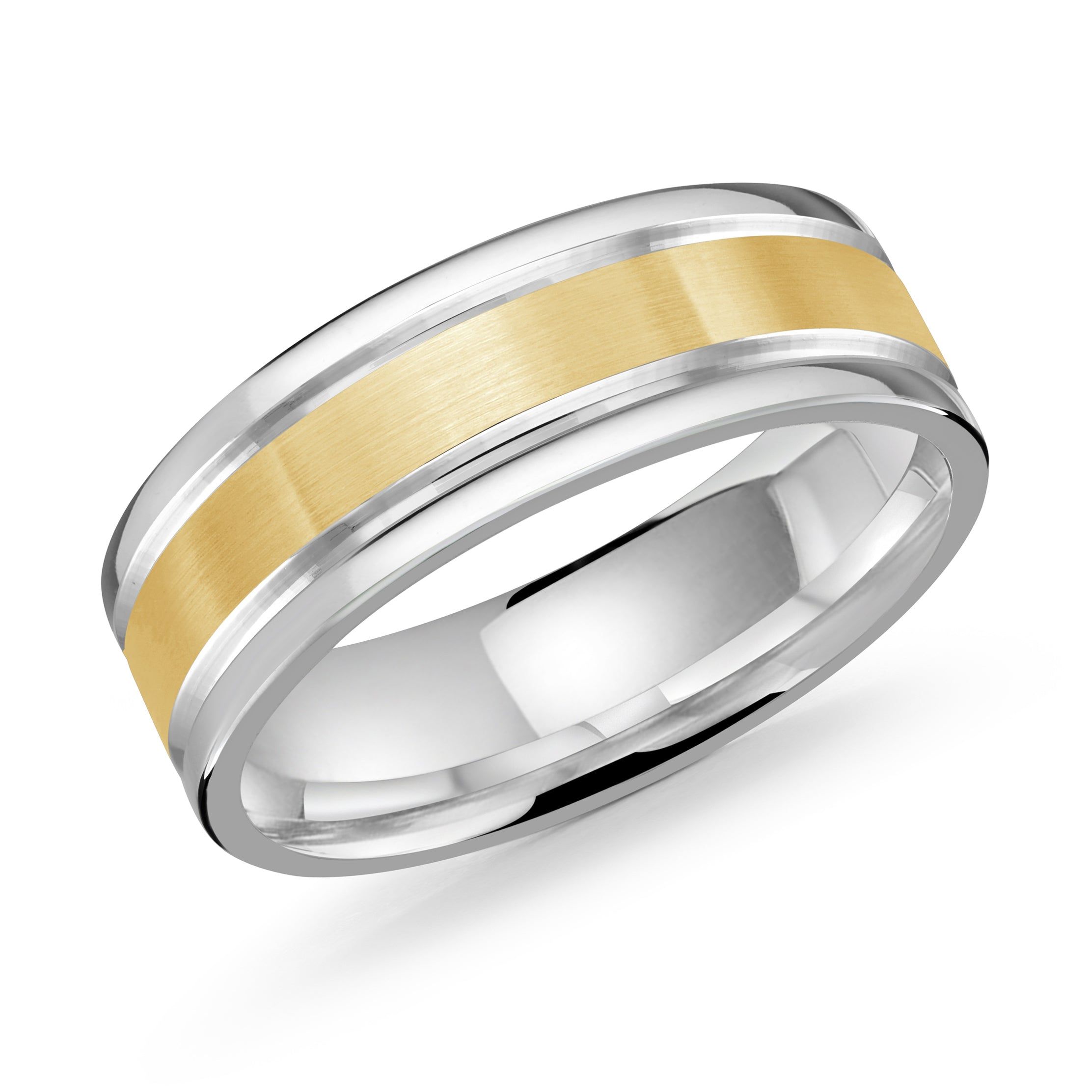 Men's 7mm Two-tone Brushed And Beveled Wedding Ring