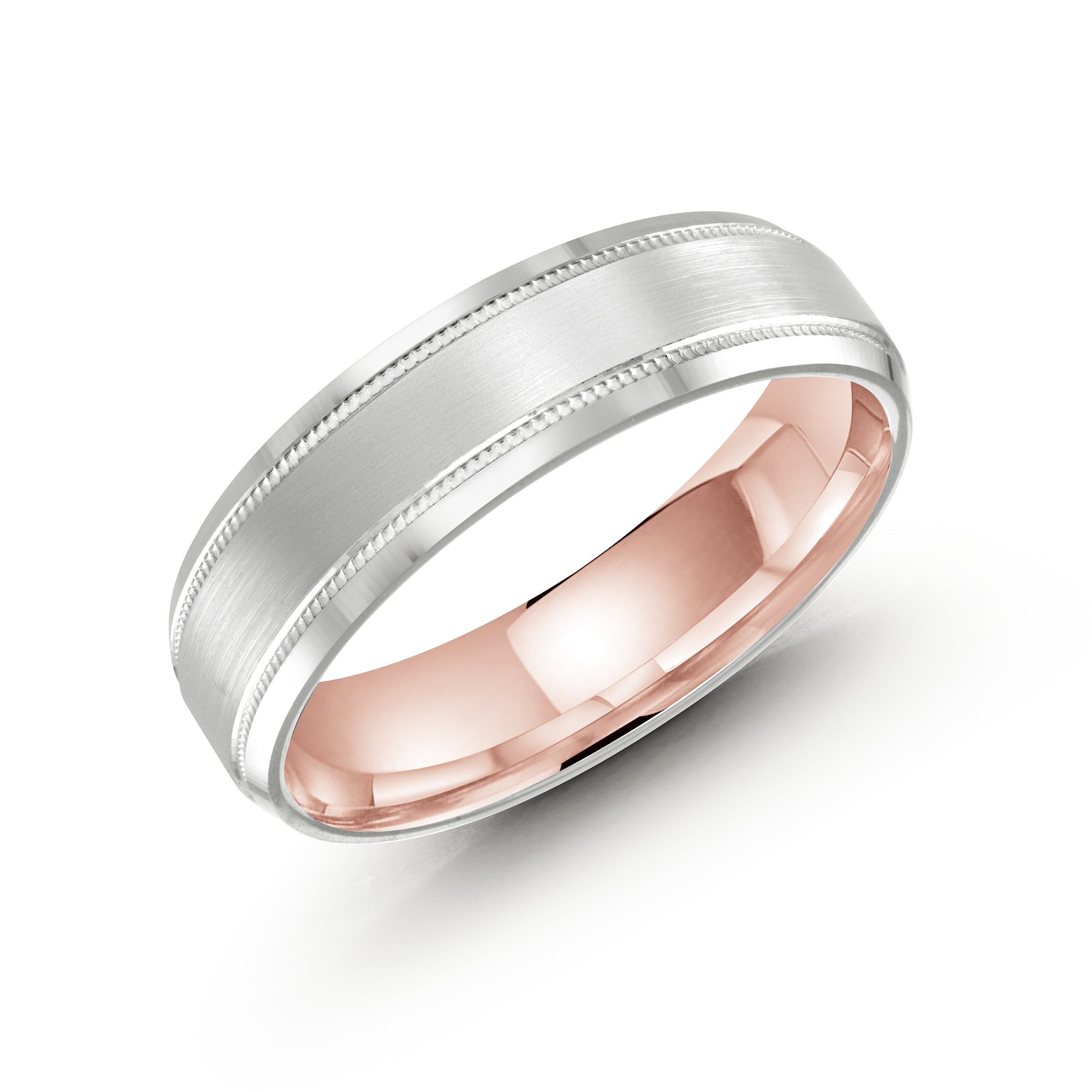 Men's 6mm Two-tone Comfort-fit Wedding Ring With Milgrain