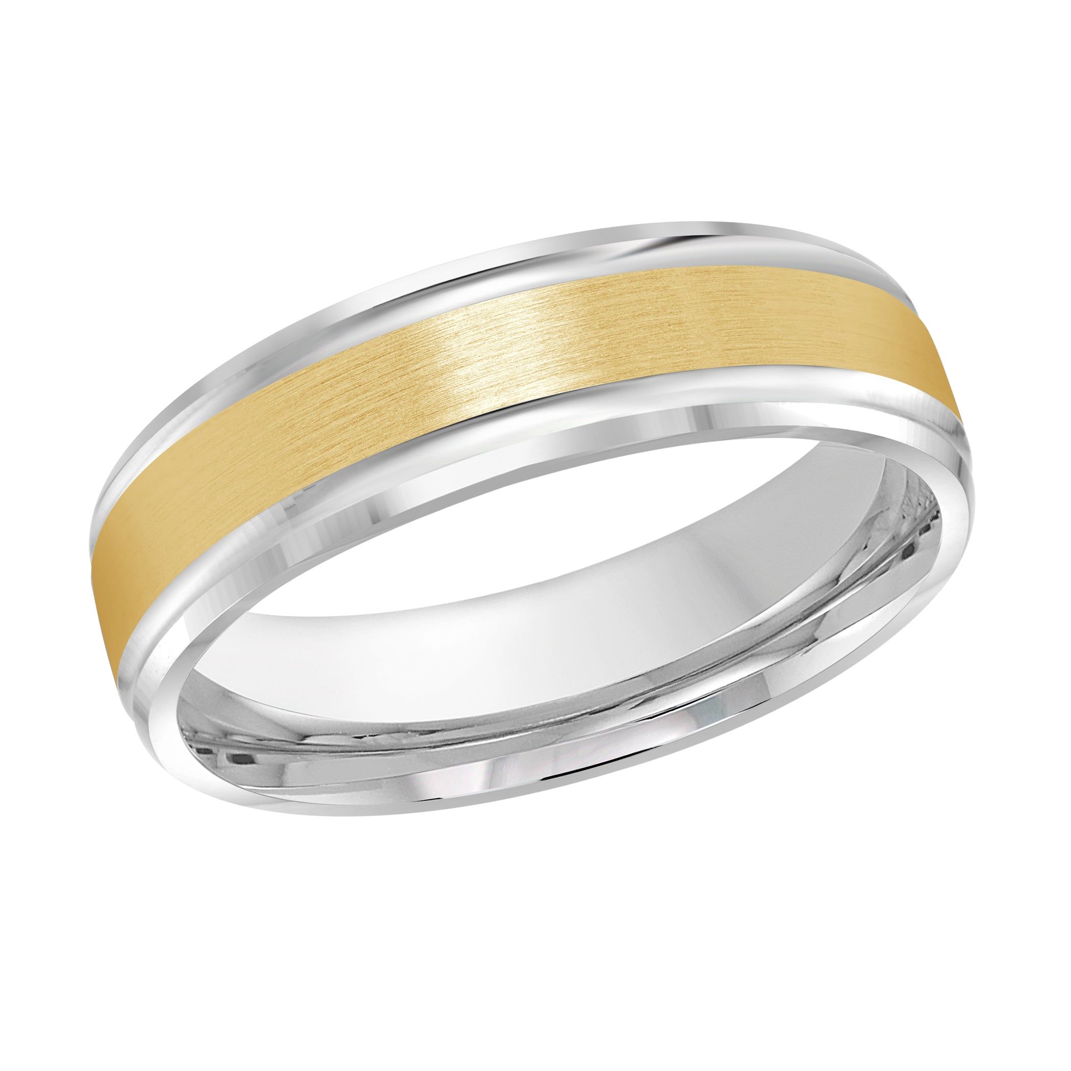 Men's 6mm Two-tone Satin-finish Beveled Edge Wedding Ring