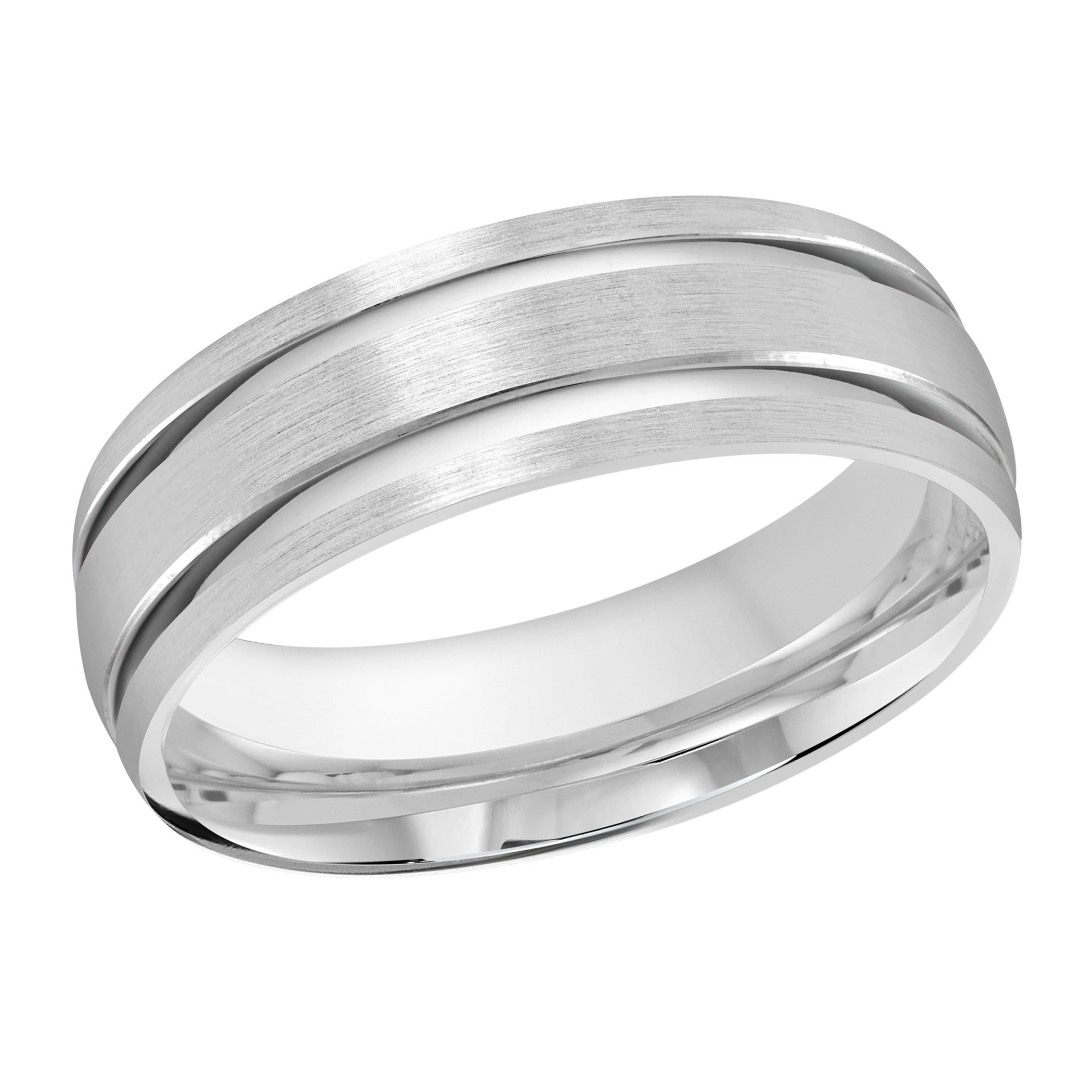 Men's 7mm Double Inlay Satin-finish Wedding Ring