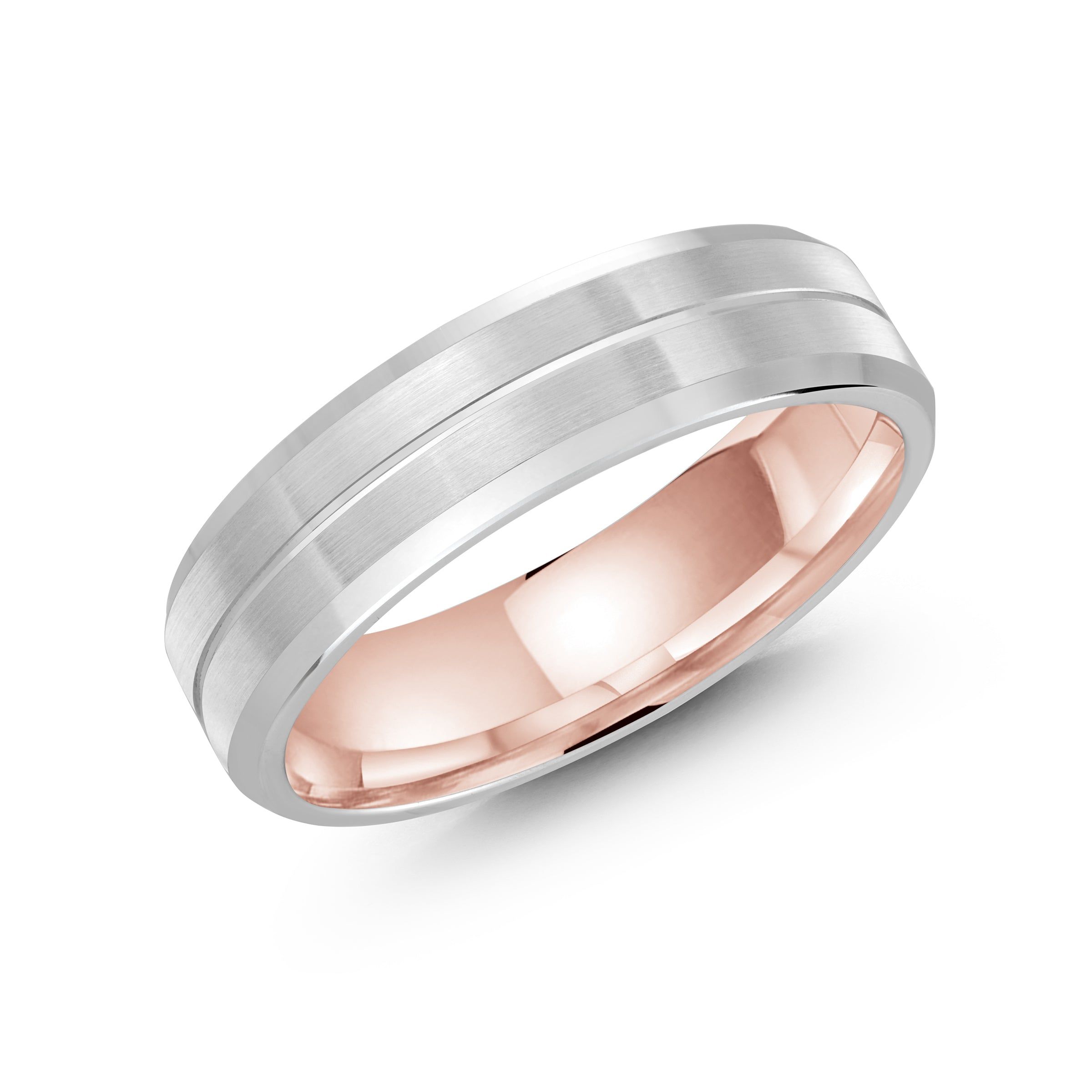 Men's 6mm Striped Two-tone Satin-finish Wedding Band