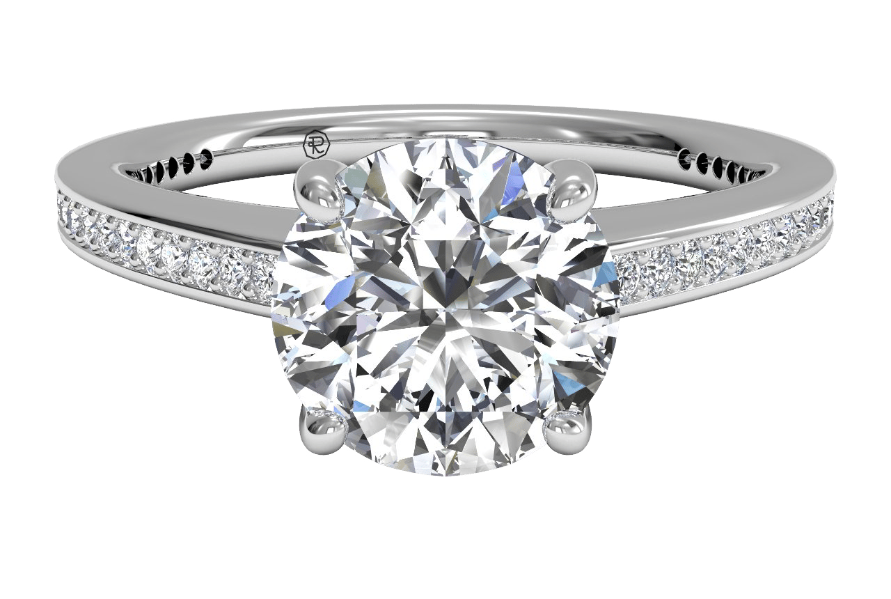 The Aurelia Round Cut Platinum Diamond Micropavé Band Engagement Ring
