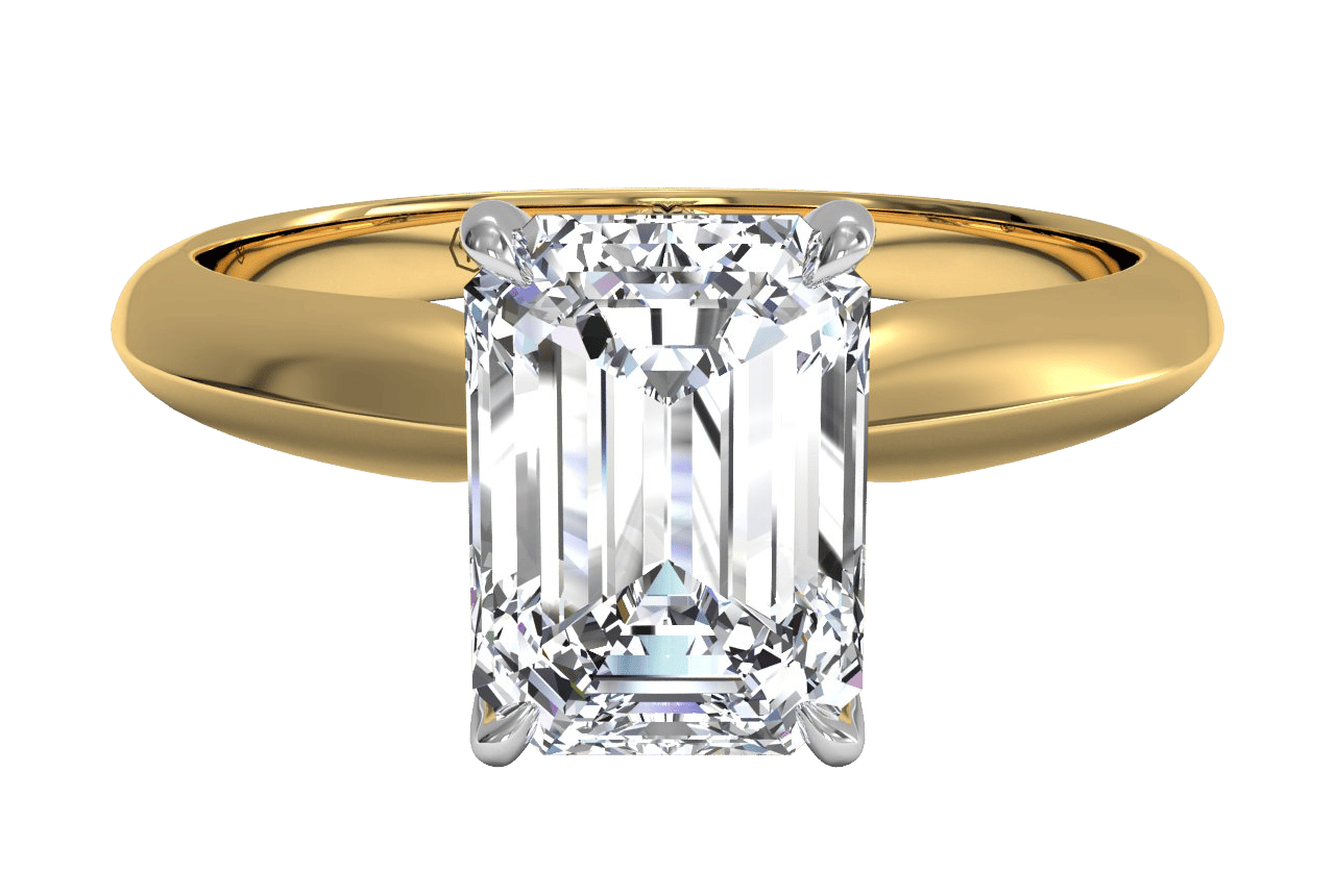 The Althea Emerald Cut 18kt Rose Gold Solitaire Knife-Edge Engagement Ring