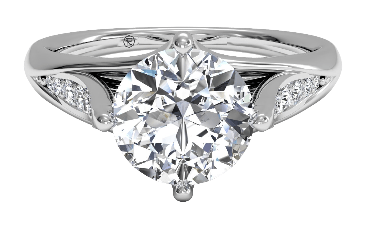 The Kari Round Cut Platinum Vintage Tulip Diamond Band Engagement Ring